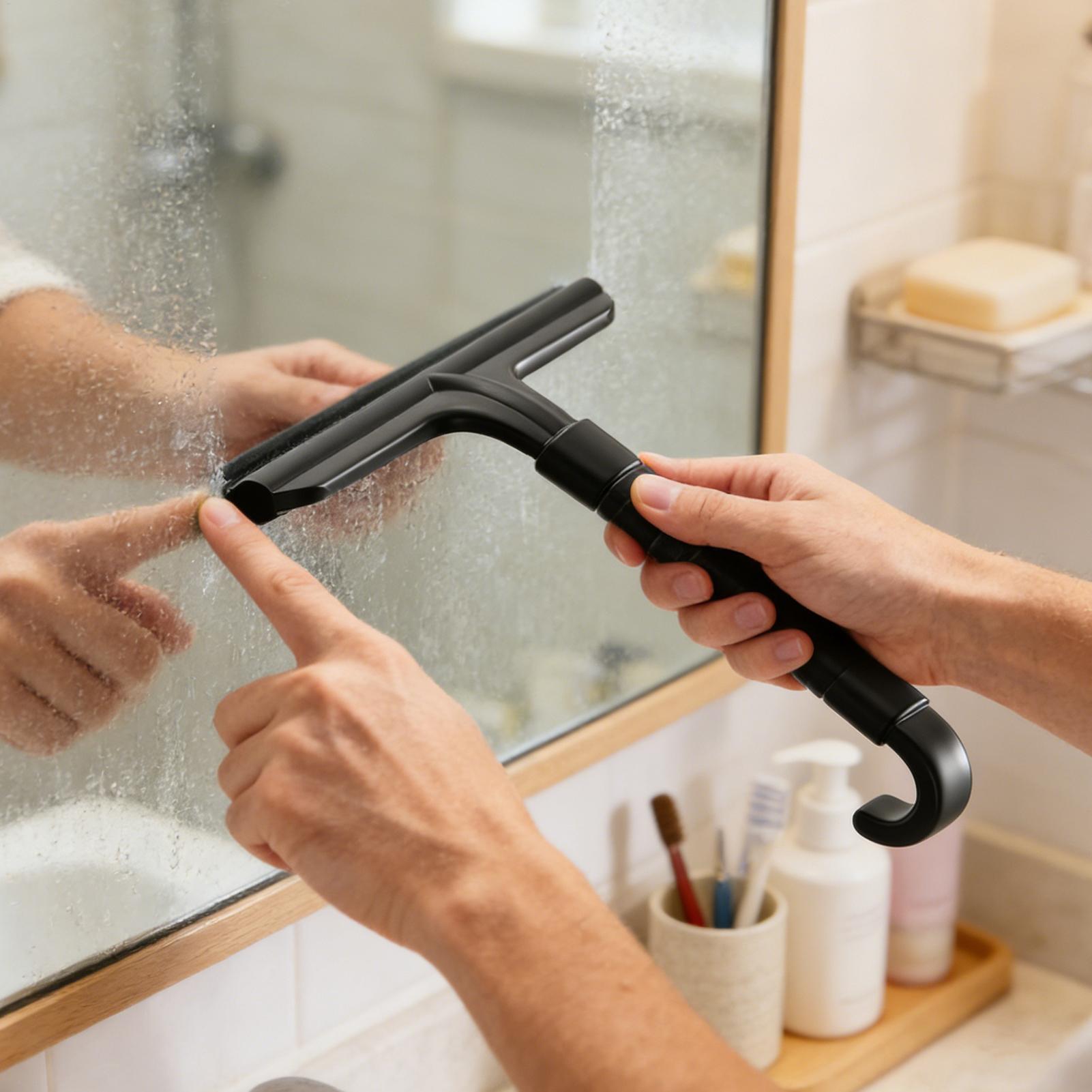 Glass Cleaner Streak - ที่ปาดน้ำฝักบัวอาบน้ำ ที่ทำความสะอาดกระจกห้องน้ำ ที่ปาดน้ำหน้าต่างพร้อมตะขอ ขจัดคราบน้ำ ไม่ทิ้งรอย สำหรับใช้ในบ้าน